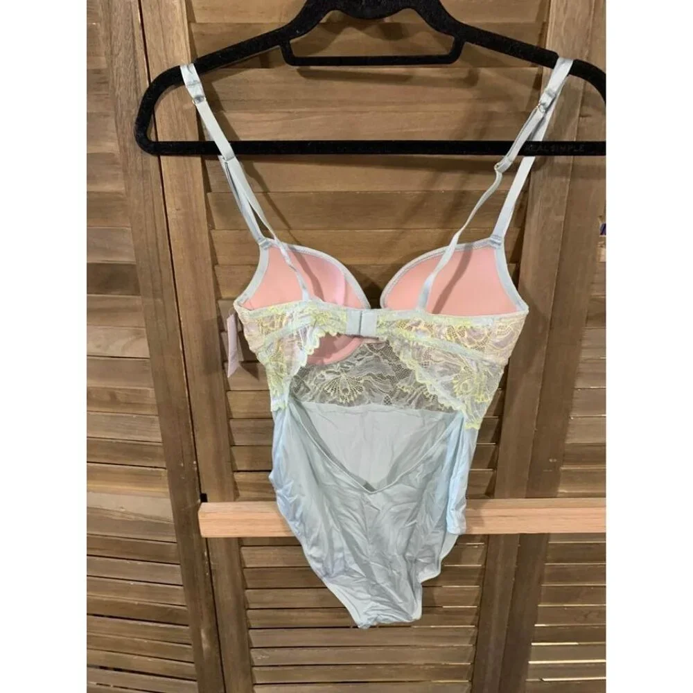 NWT Auden Lingerie Body Suit One Piece Underwear Sexy Women Size XS Blue Yellow - Picture 3 of 5